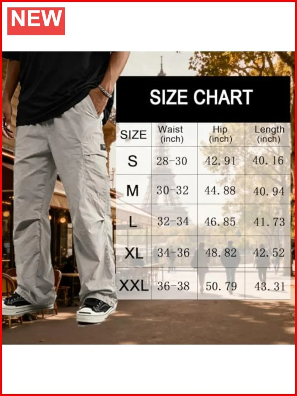 Men's Baggy Cargo Pants Casual Lightweight Waterproof Relaxed Fit